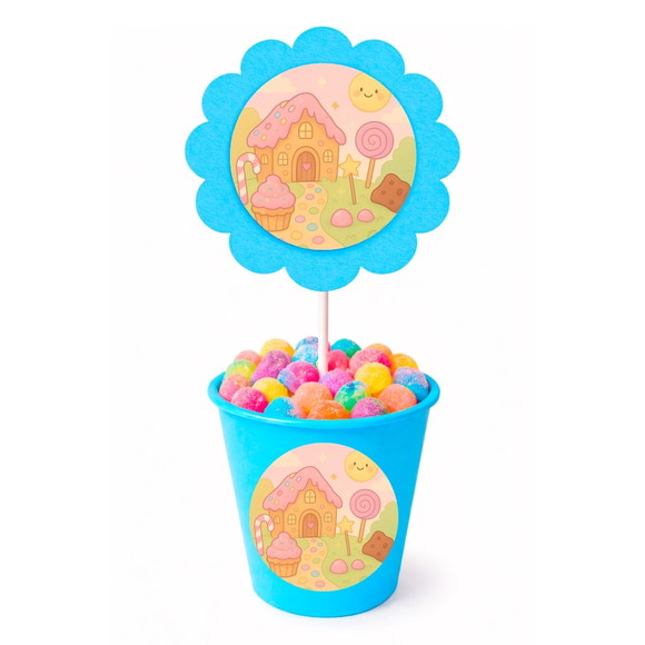 Centro de Mesa Flor Personalizado Confeitaria Kids