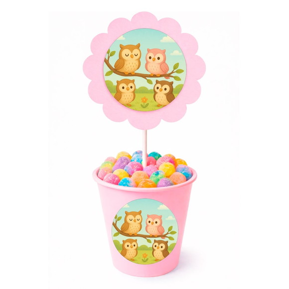 Centro de Mesa Flor Personalizado Corujinhas - Imagem 2