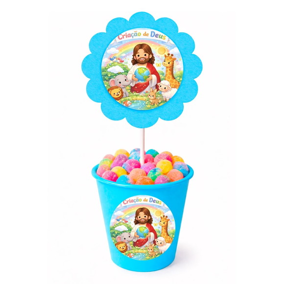 Centro de Mesa Flor Personalizado Criação de Deus