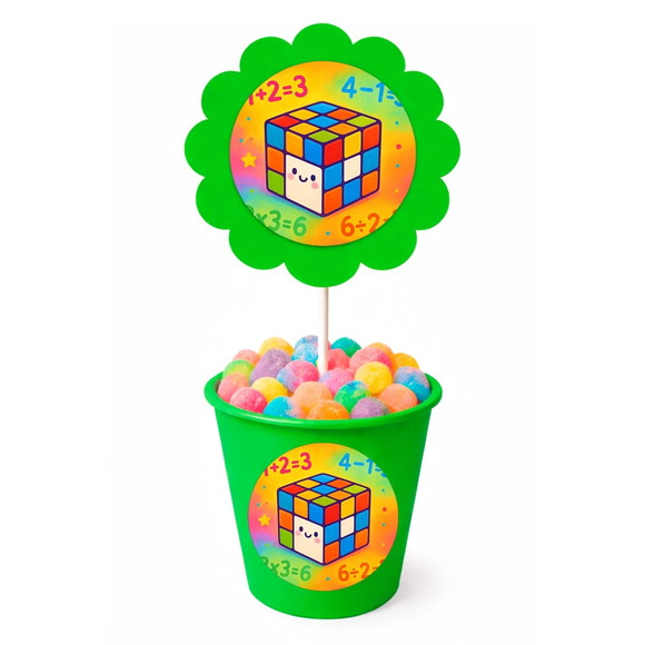 Centro de Mesa Flor Personalizado Cubo Mágico - Imagem 5