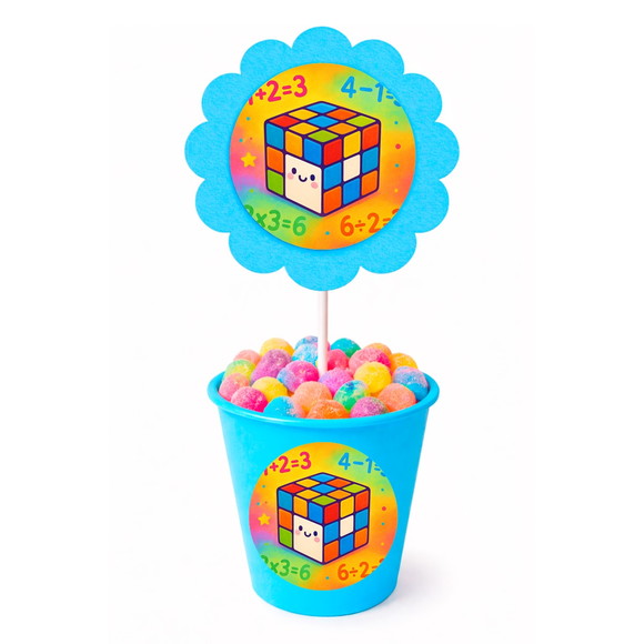 Centro de Mesa Flor Personalizado Cubo Mágico