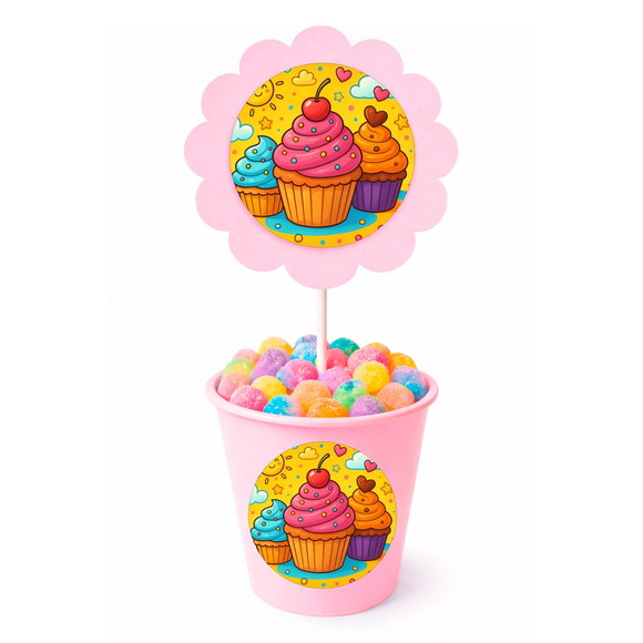 Centro de Mesa Flor Personalizado Cupcakes - Imagem 2