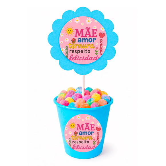 Centro de Mesa Flor Personalizado Dia das Mães