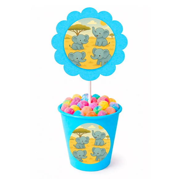 Centro de Mesa Flor Personalizado Elefantinhos