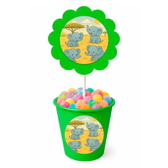 Centro de Mesa Flor Personalizado Elefantinhos - Imagem 5