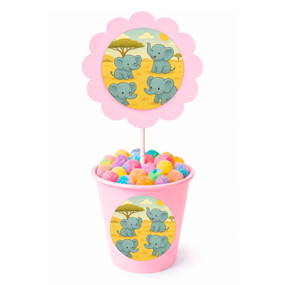 Centro de Mesa Flor Personalizado Elefantinhos - Imagem 2