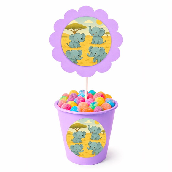 Centro de Mesa Flor Personalizado Elefantinhos - Imagem 3