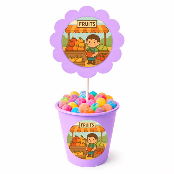 Centro de Mesa Flor Personalizado Feira de Frutas - Imagem 3