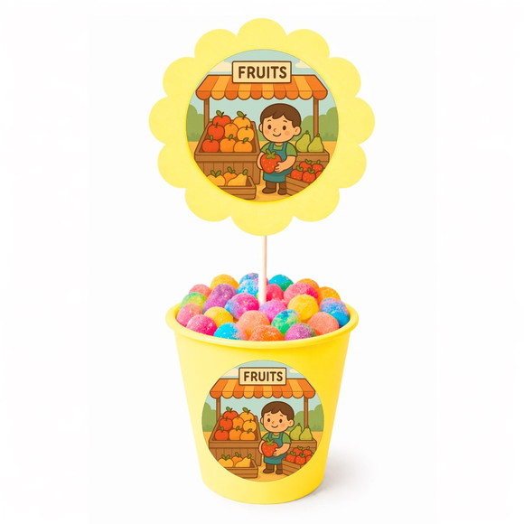 Centro de Mesa Flor Personalizado Feira de Frutas - Imagem 4