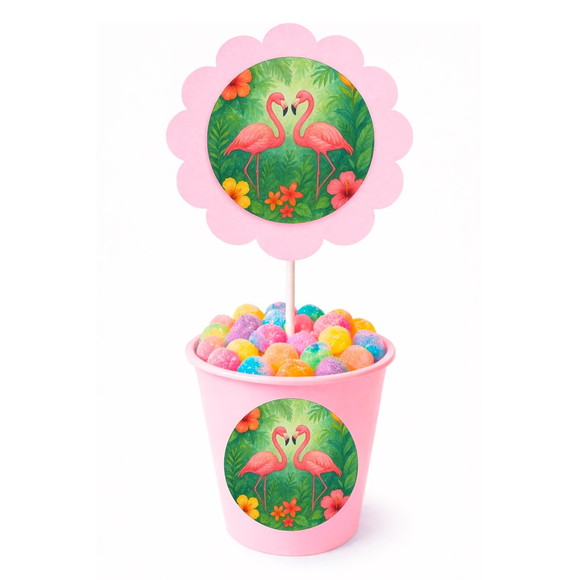 Centro de Mesa Flor Personalizado Flamingo Aquarela - Imagem 2