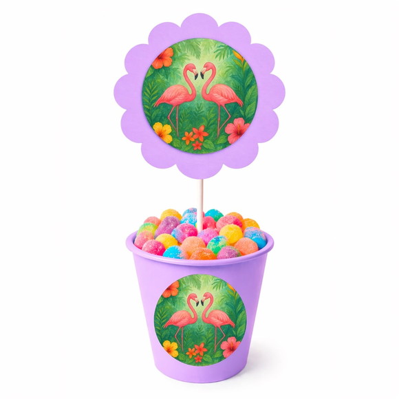 Centro de Mesa Flor Personalizado Flamingo Aquarela - Imagem 3