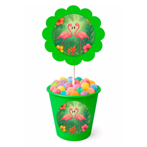 Centro de Mesa Flor Personalizado Flamingo Aquarela - Imagem 5