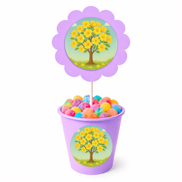 Centro de Mesa Flor Personalizado Flor de Ipê Amarela - Imagem 3