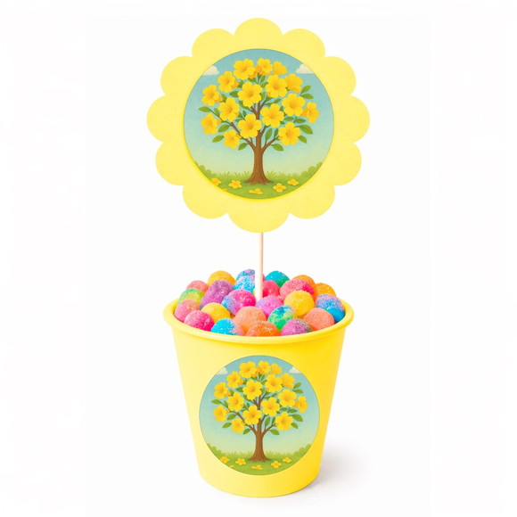 Centro de Mesa Flor Personalizado Flor de Ipê Amarela - Imagem 4