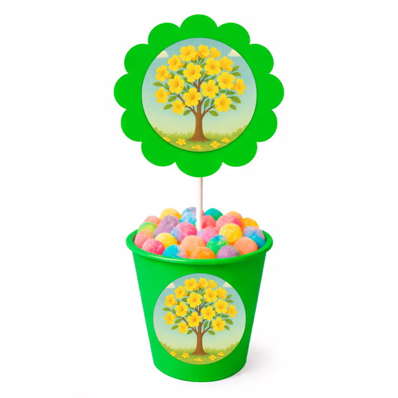 Centro de Mesa Flor Personalizado Flor de Ipê Amarela - Imagem 5