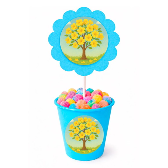 Centro de Mesa Flor Personalizado Flor de Ipê Amarela