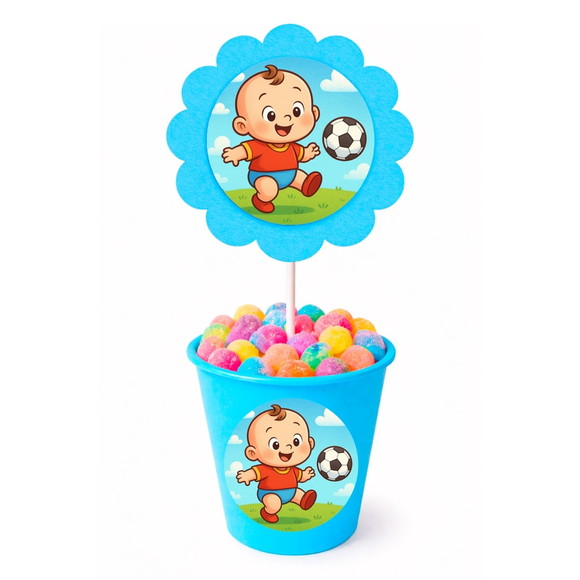 Centro de Mesa Flor Personalizado Futebol Baby