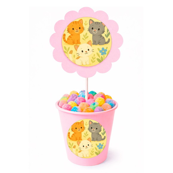 Centro de Mesa Flor Personalizado Gatinhos - Imagem 2