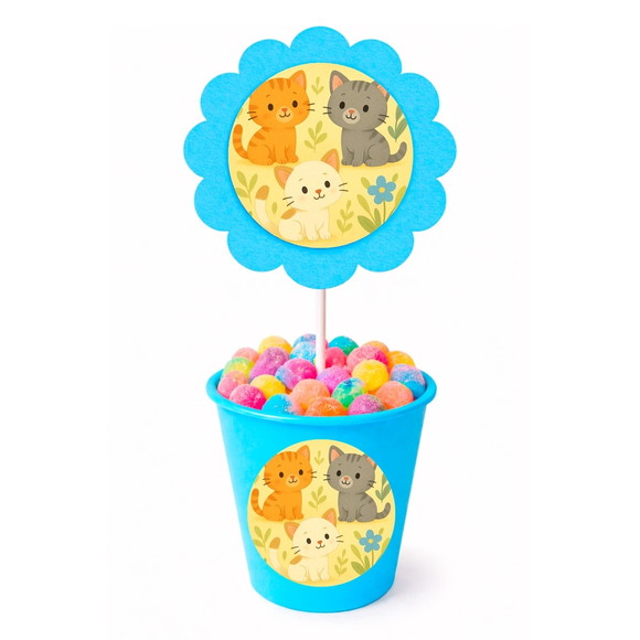Centro de Mesa Flor Personalizado Gatinhos