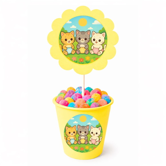 Centro de Mesa Flor Personalizado Gatinhos Baby - Imagem 4