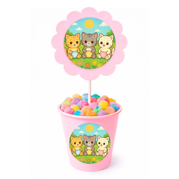 Centro de Mesa Flor Personalizado Gatinhos Baby - Imagem 2