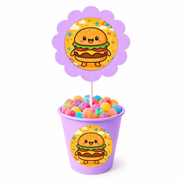 Centro de Mesa Flor Personalizado Hambúrguer Divertido - Imagem 3