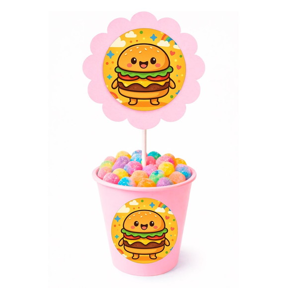 Centro de Mesa Flor Personalizado Hambúrguer Divertido - Imagem 2
