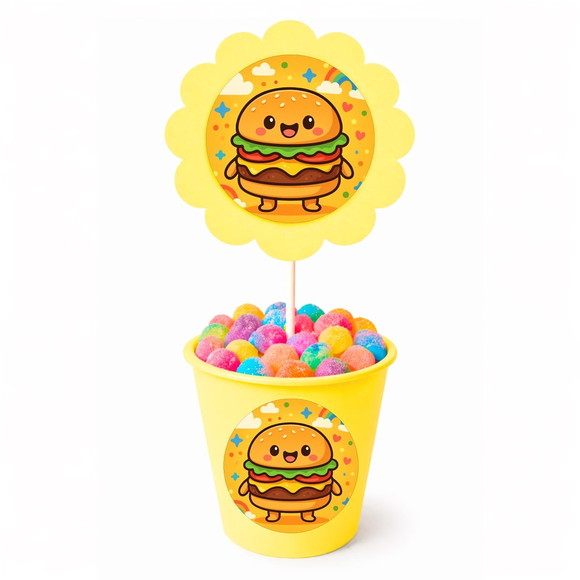 Centro de Mesa Flor Personalizado Hambúrguer Divertido - Imagem 4