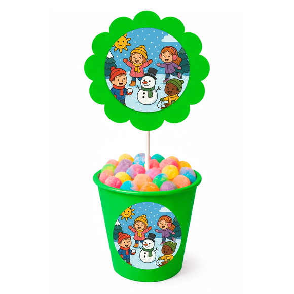 Centro de Mesa Flor Personalizado Inverno Divertido - Imagem 5