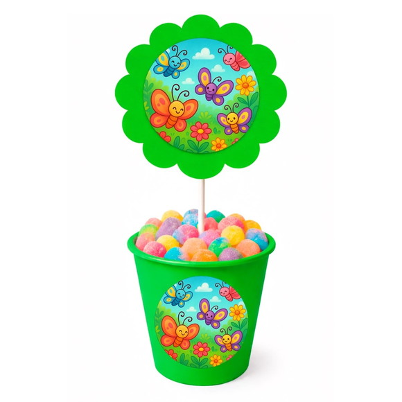 Centro de Mesa Flor Personalizado Jardim das Borboletas - Imagem 5