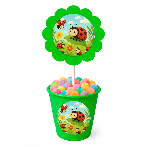 Centro de Mesa Flor Personalizado Joaninhas - Imagem 5