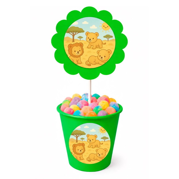 Centro de Mesa Flor Personalizado Leãozinhos - Imagem 5