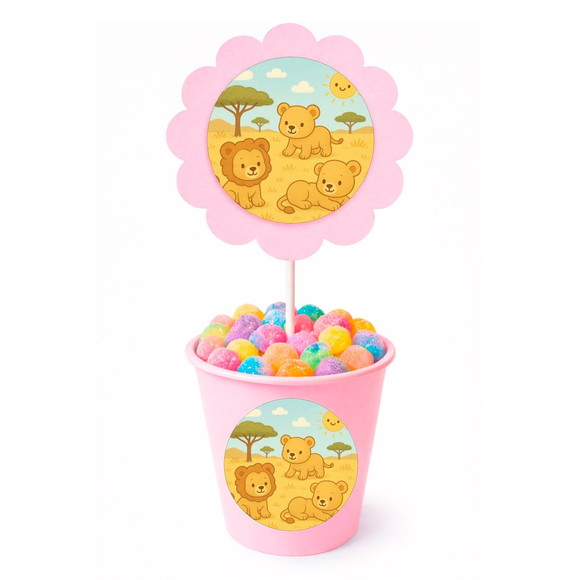 Centro de Mesa Flor Personalizado Leãozinhos - Imagem 2