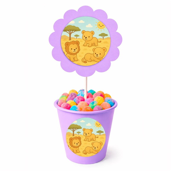 Centro de Mesa Flor Personalizado Leãozinhos - Imagem 3