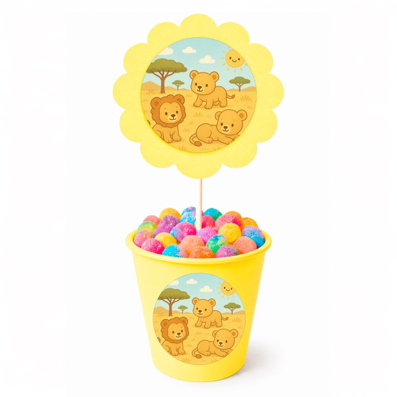 Centro de Mesa Flor Personalizado Leãozinhos - Imagem 4