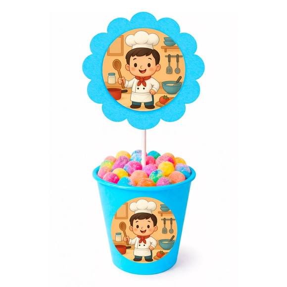 Centro de Mesa Flor Personalizado Mini Chef Menino
