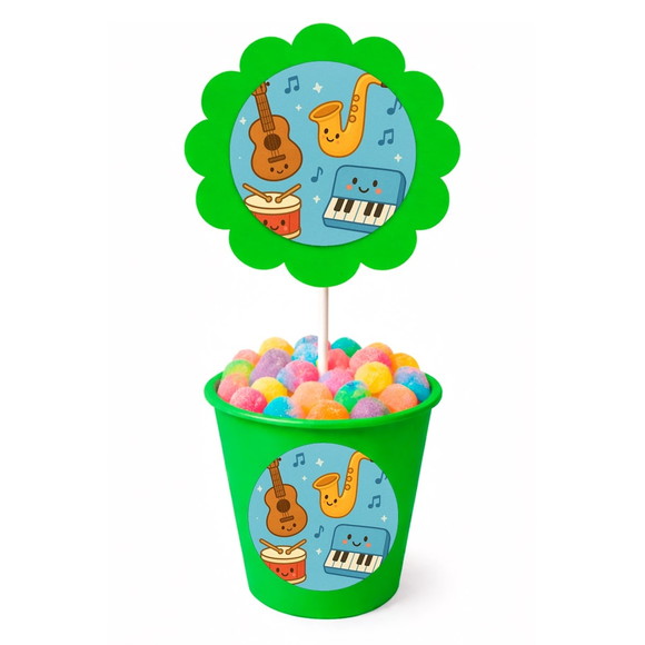 Centro de Mesa Flor Personalizado Músicas Instrumentos - Imagem 5