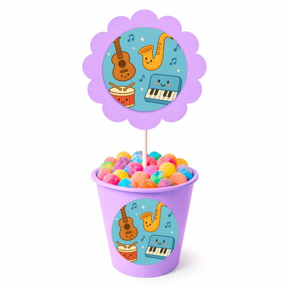 Centro de Mesa Flor Personalizado Músicas Instrumentos - Imagem 3