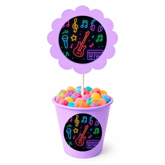 Centro de Mesa Flor Personalizado Neon Musical - Imagem 3