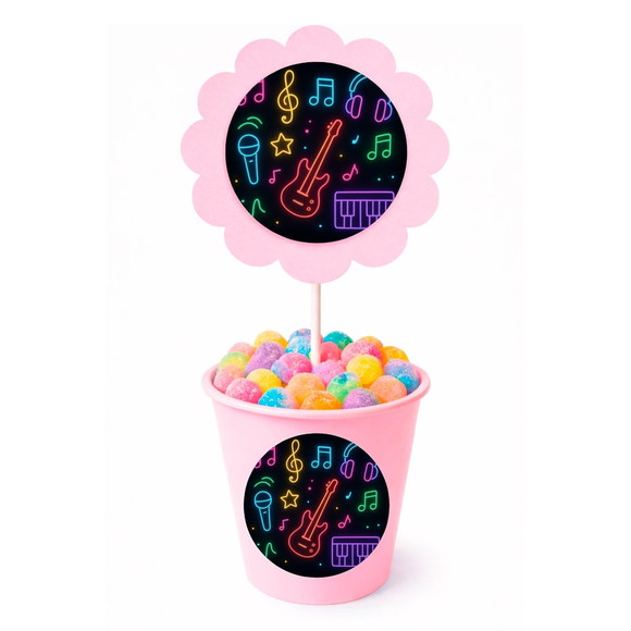 Centro de Mesa Flor Personalizado Neon Musical - Imagem 2