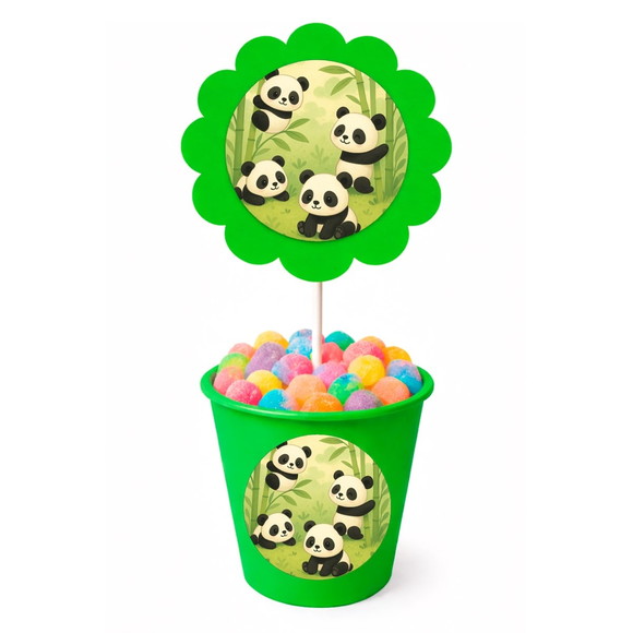 Centro de Mesa Flor Personalizado Pandinhas - Imagem 5