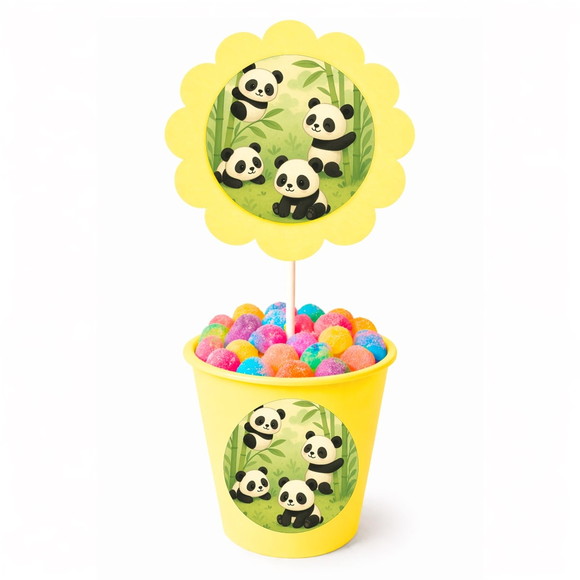 Centro de Mesa Flor Personalizado Pandinhas - Imagem 4