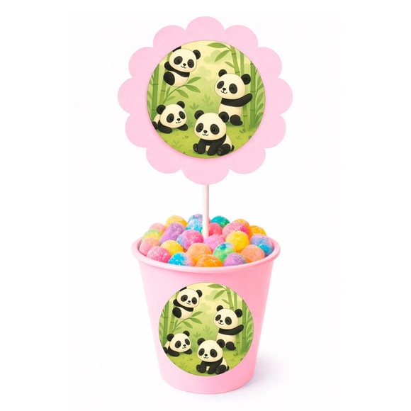 Centro de Mesa Flor Personalizado Pandinhas - Imagem 2
