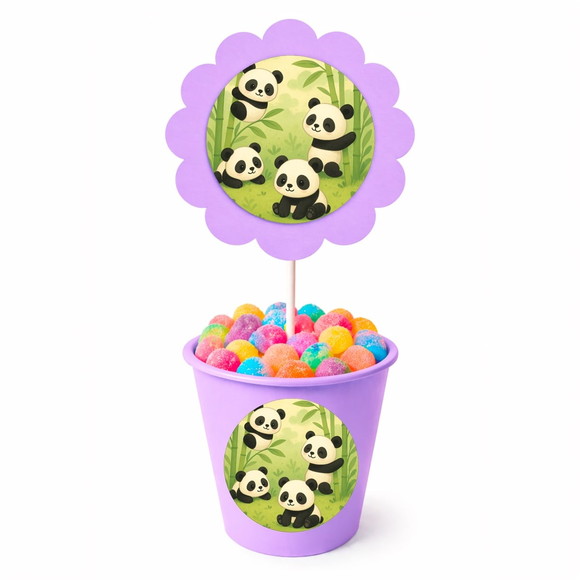 Centro de Mesa Flor Personalizado Pandinhas - Imagem 3