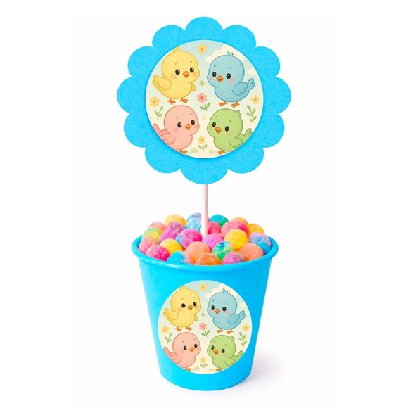 Centro de Mesa Flor Personalizado Passarinhos Baby