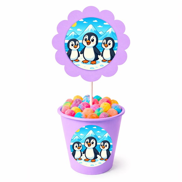 Centro de Mesa Flor Personalizado Pinguins - Imagem 3