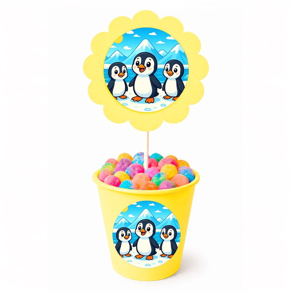 Centro de Mesa Flor Personalizado Pinguins - Imagem 4