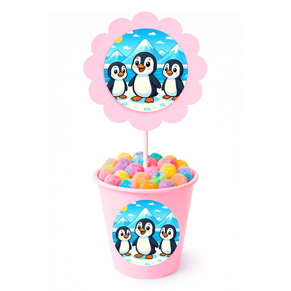 Centro de Mesa Flor Personalizado Pinguins - Imagem 2