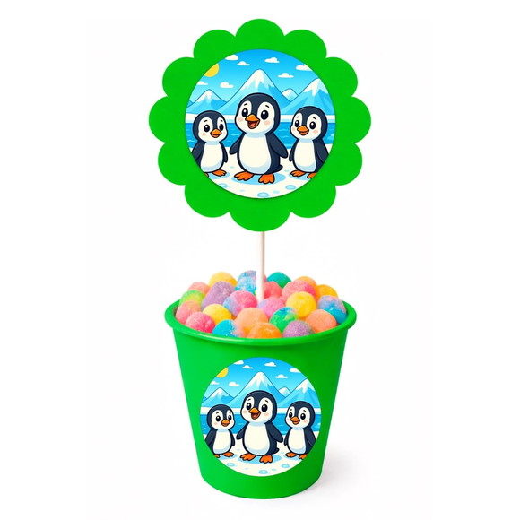 Centro de Mesa Flor Personalizado Pinguins - Imagem 5