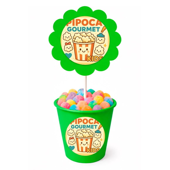 Centro de Mesa Flor Personalizado Pipoca Gourmet Kids - Imagem 5